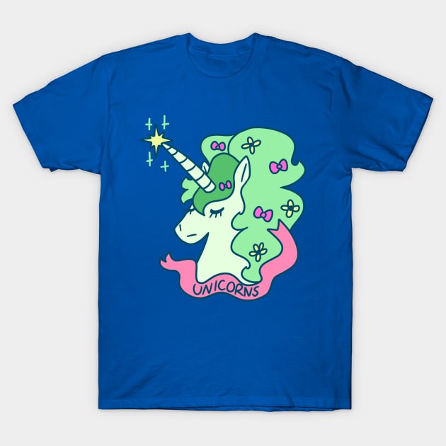 Green Haired Unicorn T-Shirt by saradaboru